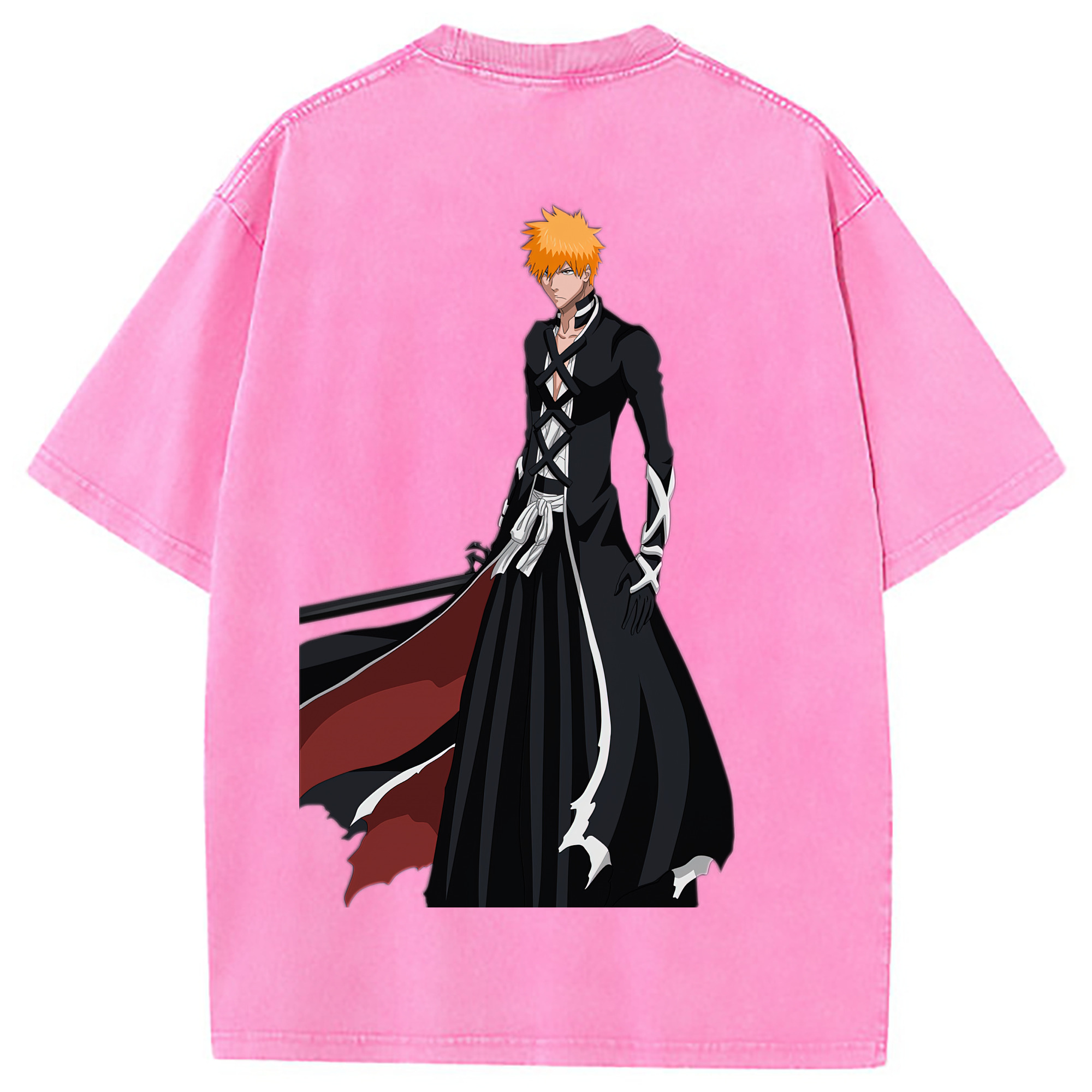 （画像用） ブリーチ 黒崎一護（くろさき いちご）BLEACH Kurosaki Ichigo 綿100% ヴィンテージ風 半袖Tシャツ（背面プリント）